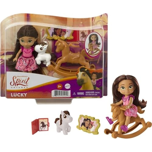Zeitlich begrenztes Angebot: Dreamworks Spirit GXF11 - "Spirit - frei und ungezähmt" Lucky Puppe (10cm), 5 bewegliche Gelenke und Zubehör: Schaukelpferd, kleines Pferd und mehr, tolles Geschenk für Kinder ab 3 Jahren von 10.73 € auf 6.88 € (36% Rabatt)