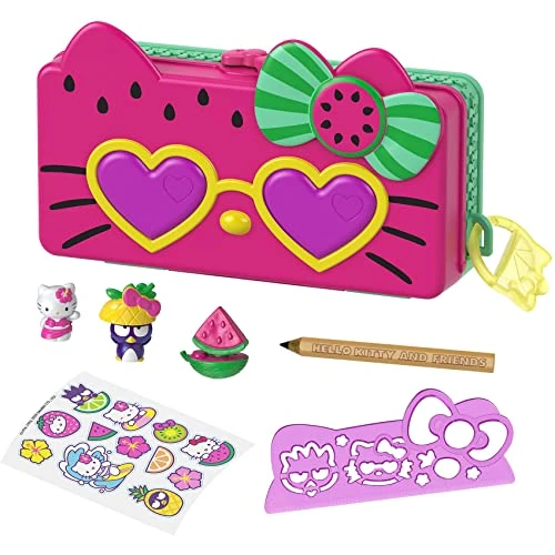 Offerta a tempo: Hello Kitty Astuccio Spiaggia Tutti Frutti, Tema Cocomero con 2 Mini Personaggi, Blocco per Appunti e Accessori, Giocattolo per Bambini 3+Anni,GVC40 - 11% da 28.19 € a 24.99 €