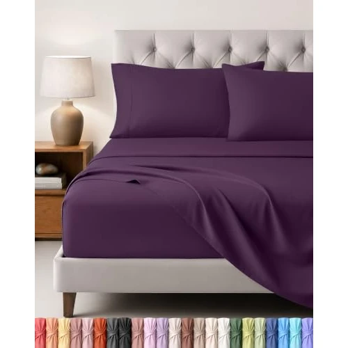 Offerta a tempo: Utopia Bedding Set Lenzuola Letto 4 Pezzi, 180x200cm, Porpora - 12% da 27.99 € a 24.69 €