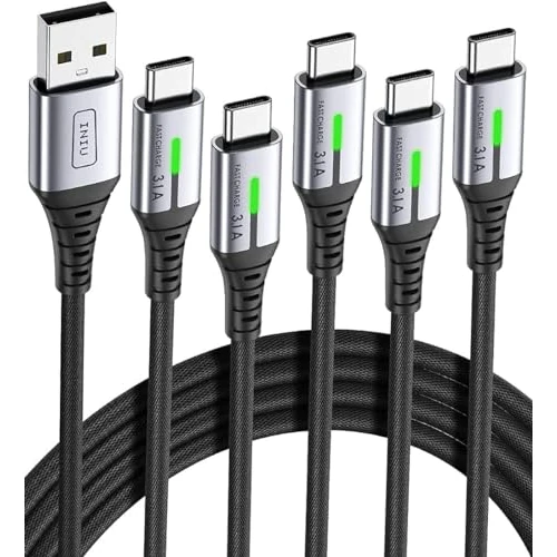 Offerta a tempo: INIU Cavo USB Type-C [5 Pezzi, 2m+2m+1m+1m+0.5m], Cavetto USB C 3,1A Ricarica Rapida, Nylon Cavo USB A USB C per Caricabatterie per iPhone 17 16 Pro Max Samsung S25 24 Ultra Google Pixel 10 9 Pro ECC. - 0.00% da 14.99 € a 14.99 €
