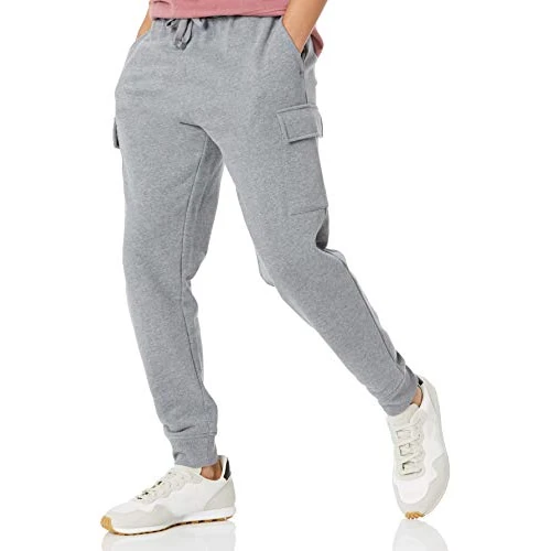 Amazon Essentials Pantalón Deportivo de Forro Polar Tipo Cargo para Hombre, Color Gris Claro Jaspeado, Talla XS
