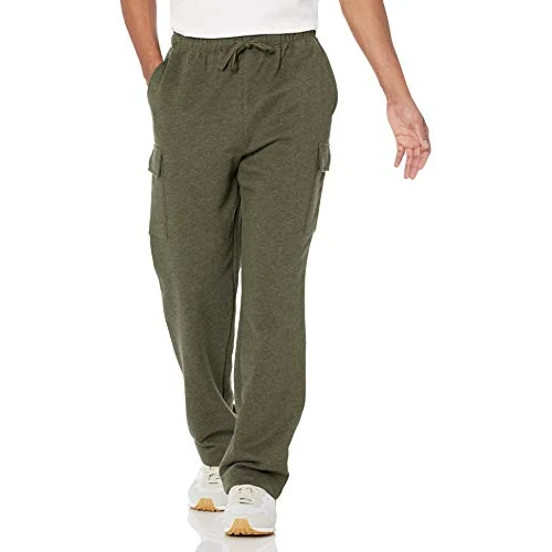 Amazon Essentials Herren Cargo-Fleece-Sweathose mit offenem Saum, Olivgrün, Größe XXL