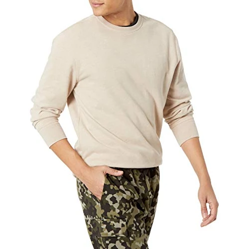 Amazon Essentials Felpa Girocollo da Uomo a Maniche Lunghe in Pile Leggero French Terry, Color Avena mélange, S