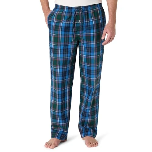 Tijdelijke aanbieding: Amazon Essentials Men's Geweven pyjamabroek met rechte pasvorm, Blauw Groen Grote ruiten, M van 19.99 € naar 19.99 € (0.00% korting)