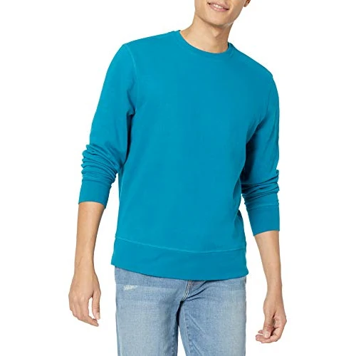Amazon Essentials Sudadera de vellón de Rizo francés Ligero con Cuello Redondo y Manga Larga para Hombre, Color Azul Turquesa, Talla XS