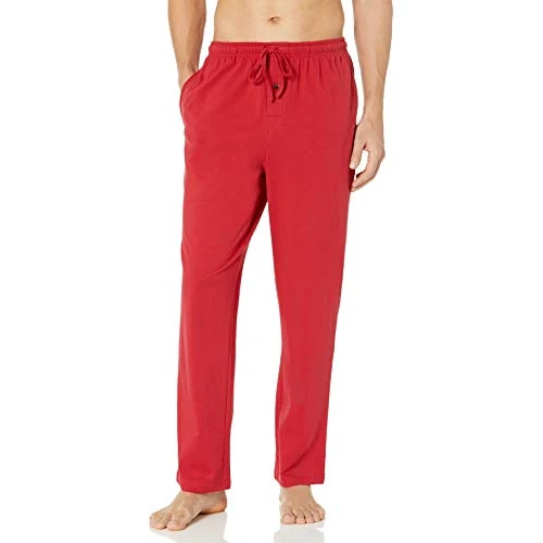 Amazon Essentials Men's Cotton Knit Pyjama Trouser, Red, XL