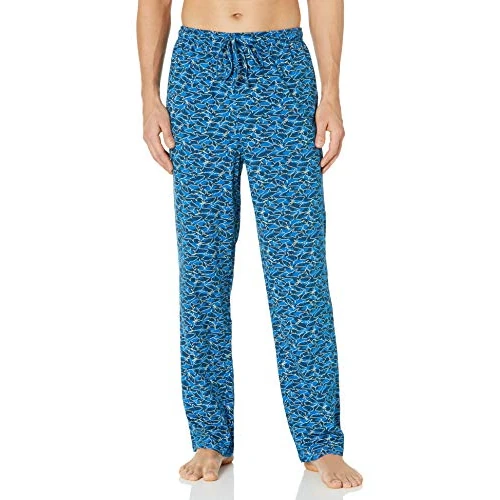 Amazon Essentials Men's Cotton Knit Pyjama Trouser, Blue White Shark, S