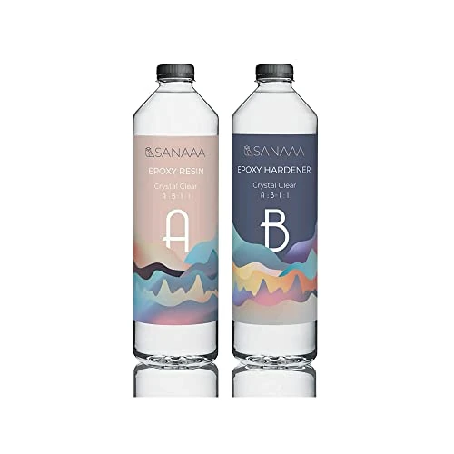 Offerta a tempo: SANAAA Resina epossidica 500gr Dura Trasparente Artigianale in Rapporto 1:1 per Tumbler Legno, Bar, Tavolo, Fabbricazione di Gioielli, Decorazione Artigianale - 0.00% da 19.99 € a 19.99 €