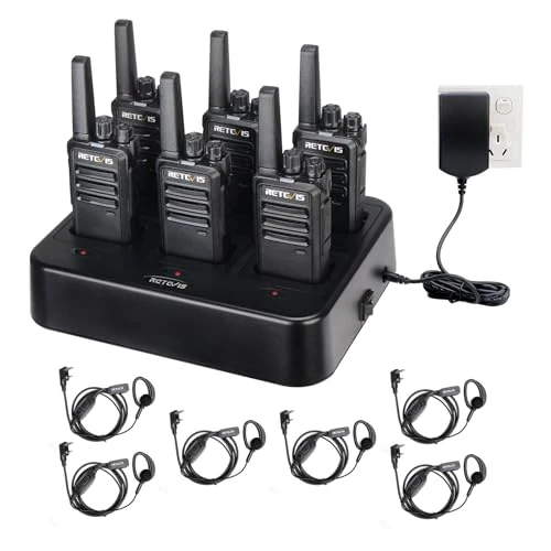 Tijdelijke aanbieding: Retevis RT668 Walkie Talkie met Oortjes, PMR446 Licentievrije Radio met 6-Weg Oplader, Oplaadbare Walkie-talkies Lange Afstand, 16CH Draagbare Handheld Transceiver VOX voor Beveiliging(Zwart, 6 Stuks) van 165.11 € naar 165.11 € (0.0