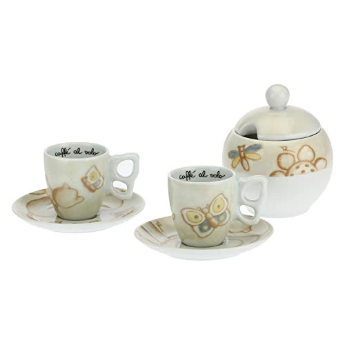 Offerta a tempo: THUN - Set 2 Tazzine caffè e Zuccheriera - Linea Elegance - Porcellana - 110 ml - Ø 6,5 cm - 5,5 cm h - piattino Ø 11,5 cm - zuccheriera 11x11x120 cm h - 110 ml - 0.00% da 39.90 € a 39.90 €