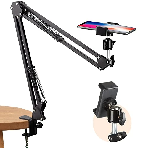 TARION Soporte para teléfono Celular Soporte de Video Brazo articulado Brazo de Soporte Flexible para videografía de fotografía Plana en Vivo (Negro)