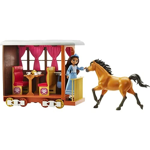 Offerta a tempo: Spirit- Playset Treno di Lucky con Ruote Girevoli, Bambola di Lucky e Cavallo Spirit, Tanti Accessori, Giocattolo per Bambini 3+Anni, Multicolore, HBT15 - 5% da 28.19 € a 26.77 €