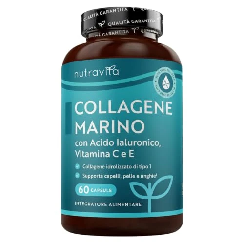 Offre limitée : Nutravita Collagène Marin 1000 mg - Collagene Type 1-60 Capsules | Collagène Hydrolysé Supérieur - Enrichi en Acide Hyaluronique, Vitamine C, E, B2, Zinc, Cuivre et Iode de 9.99 € à 9.99 € (0.00% de remise)