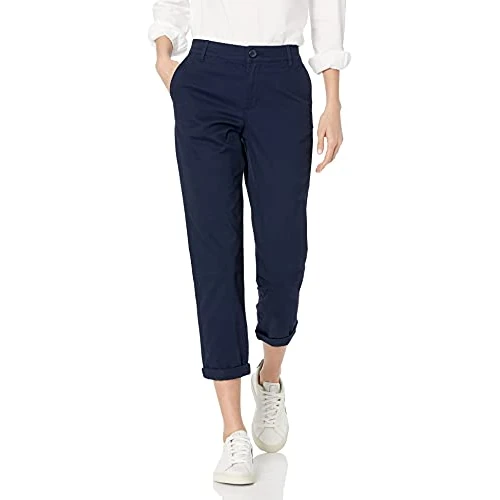 Offerta a tempo: Amazon Essentials Pantaloni Color Kaki Cropped Elasticizzati a Vita Media con Gamba Affusolata, vestibilità Aderente (Disponibili in Taglie Forti) Donna, Blu Marino, 40 - 15% da 31.70 € a 27.10 €