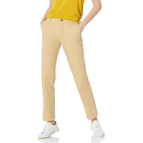 Offerta a tempo: Amazon Essentials Pantaloni chino da donna slim fit, gamba dritta in twill elasticizzato, marrone kaki, 52 - 8% da 15.92 € a 14.63 €