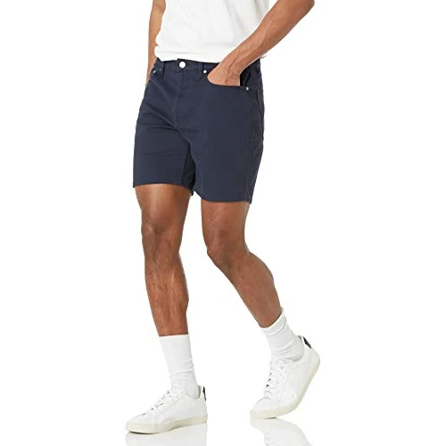 Amazon Essentials Men's Korte broek van stretchstof met 5 zakken en binnenbeenlengte van 23 cm, Middernachtblauw, 33