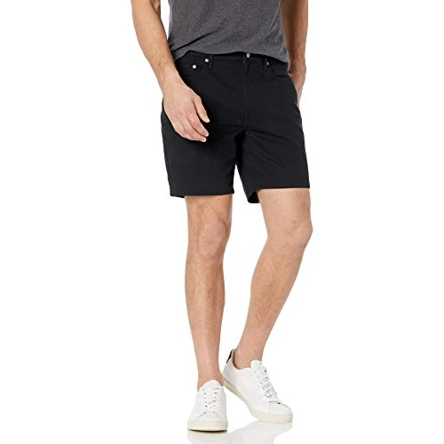 Amazon Essentials Short Extensible à 5 Poches, Entrejambe de 18cm, Coupe Ajustée Homme, Noir, 40W