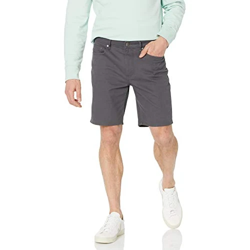 Offerta a tempo: Amazon Essentials Pantaloncini Elasticizzati con 5 Tasche Vestibilità Aderente, Interno Gamba 23cm Uomo, Grigio Scuro, 33W - 0.00% da 15.08 € a 15.08 €