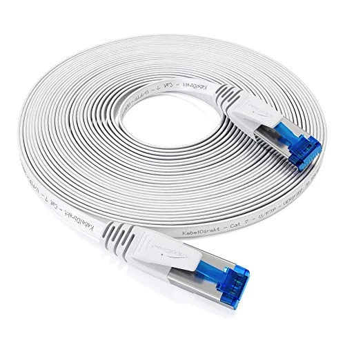 Offerta a tempo: KabelDirekt – 30 m – Cavo Ethernet piatto e cavo LAN e cavo di rete (Cat7, 10 Gbit/s, spina RJ45, particolarmente flessibile, adatto alla posa, per collegamenti con fibra ultra veloce, bianco) — 16% da 30,69 € a 25,74 €