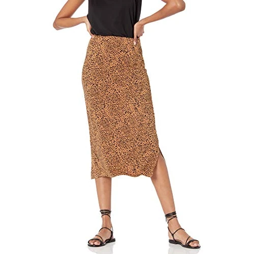 Oferta limitada: Amazon Essentials Falda Midi de Punto sin Cierre (Disponible en Tallas Grandes) Mujer, Camel Oscuro Leopardo, XL de 17.90 € a 14.28 € (ahorro 20%)