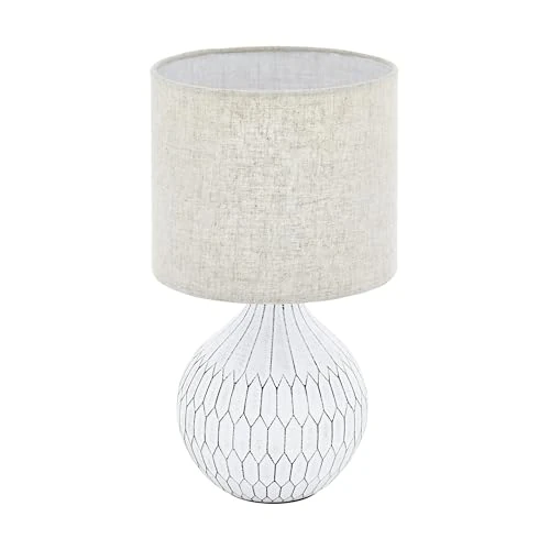 Limited-time offer: Eglo Textile Bedside lamp Bellariva 3, Ceramic Side Table Light with Boho Design and lampshade Made of Bright Brown Fabric, Living Room and Bedroom Lighting with Switch, E27 Socket from 34.31 GBP to 24.99 GBP (save 27%)