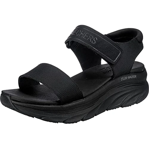 Skechers D'LUX WALKER NEW BLOCK, Sandalias deportivas para Mujer, Black Mesh, 35 EU