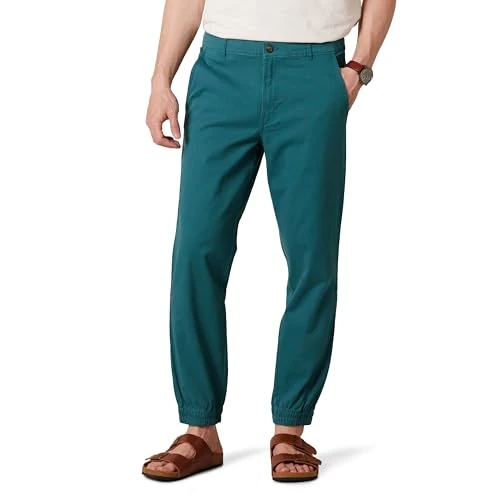 Amazon Essentials Men's Pants, Chinos, Straight-Fit Jogger, Washed Teal Green, Medium