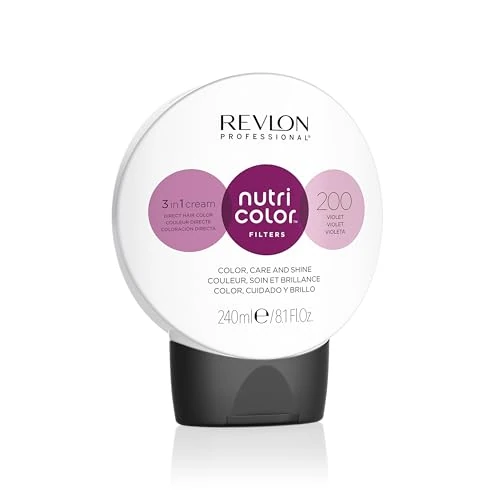 Offerta a tempo: Revlon Professional Nutri Color Filters, Maschera Per Capelli Colorante 3 In 1, Colore, Trattamento E Luminosità Intensi (240ml), 200 Viola - 47% da 29.80 € a 15.80 €