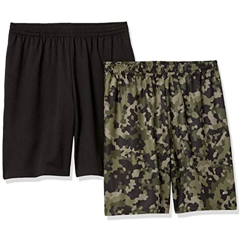 Offerta a tempo: Amazon Essentials Pantaloncini da Allenamento Sportivi Tecnici ad Alte Prestazioni per Palestra e Basket, vestibilità Ampia Uomo, Pacco da 2, Nero/Verde Motivo Mimetico Geometrico, S - 5% da 22.00 € a 20.95 €