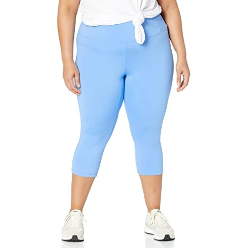 Amazon Essentials Mallas capri de talle alto Active Sculpt para entrenamiento y atletismo (disponibles en tallas grandes) Mujer, Azul Francés, XL