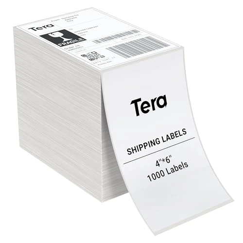 Limited offer: Tera 4’’x6’’ Thermal Shipping Labels (1000 Labels/Stack) BPA Free Smudge Free Printing Fanfold Labels Compatible for Various Printers, Permanent Adhesive Address Labels with Free Fragile Stickers from 25.89 USD to 21.99 USD (save 15%)
