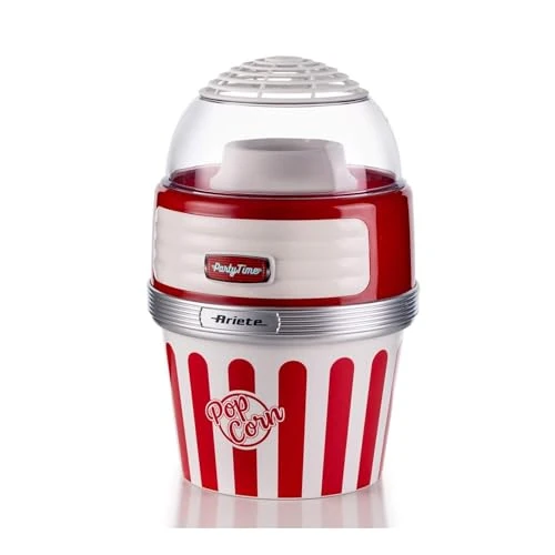 Ariete Popcorn XL Máquina de Palomitas Party Time, 1100 W, 0.06 kg, Plástico, Rojo y Blanco