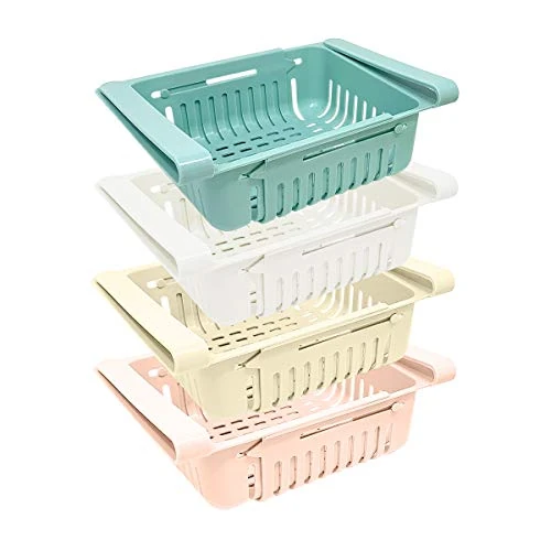 Limited-time offer: Joejis Set of 4 Fridge Organizer Rack Inserts, Plastic Fridge Storage Containers, Retractable Fridge Organisers (Blue, White, Pink, Beige) from 19.99 GBP to 18.46 GBP (save 8%)