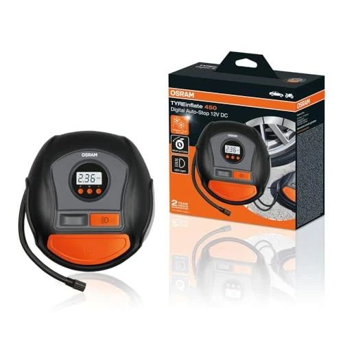 Oferta limitada: OSRAM TYREinflate 450, inflador de neumáticos con pantalla digital y luz LED, compresor de aire portátil de 12V para neumáticos de coche, alimentación mediante mechero, inflado de neumáticos en 3,5min de 49.90 EUR a 43.59 EUR (ahorro 13%)
