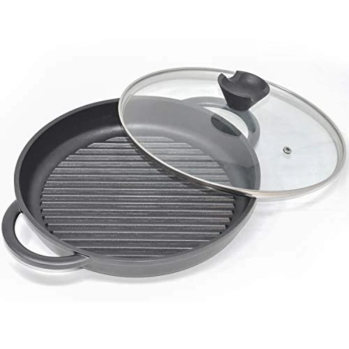 Limited offer: Joejis Round Cast Aluminum Griddle Pan 10.6" Diameter Non Stick Griddle Pan for Cooking Black Large Frying Pan with Glass Lid from 59.99 EUR to 29.83 EUR (save 50%)