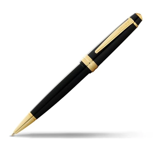 Cross Bailey Light - Penna a sfera (tratto F, colore inchiostro: nero, in confezione regalo, colore: Nero con finiture dorate