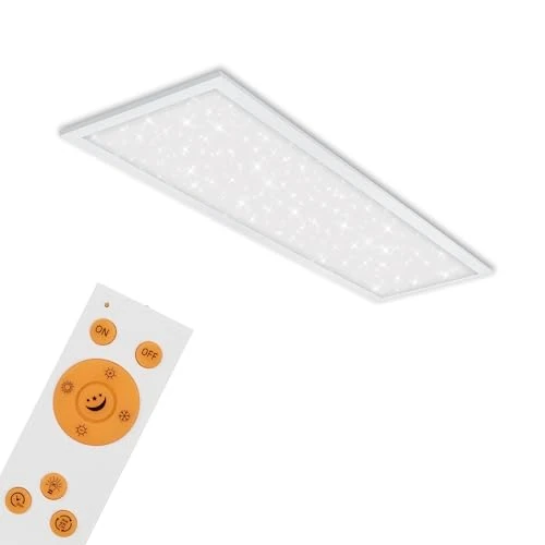 Briloner Leuchten - Panel LED, lámpara de techo con decoración de estrellas, plafón regulable, control de temperatura de color, incluye control remoto, 24 vatios, 2200 lúmenes, blanco, 1000x25x65mm