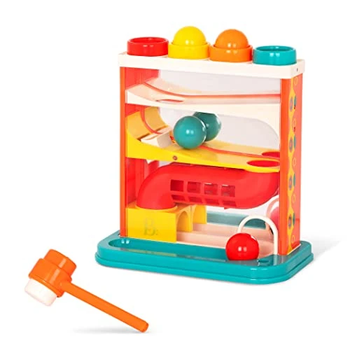 B. toys - Whacky Ball - Rot - Stampfendes Spielzeug - 4 Bunte Bälle & Hammer - Pfund & Spiel - Entwicklungs- und Lernspielzeug für Kleinkinder, Kinder - 12 Monate +