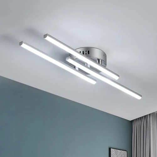 Comely LED Deckenleuchte, 18W Moderne Deckenlampe Küchenlampe, 3-Flammig Kronleuchter LED für Wohnzimmer, Schlafzimmer, Esszimmer, Küche, Flur, 6500K Kaltes Weißes