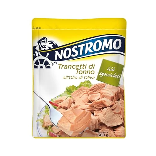 Offerta a tempo: Nostromo - Trancetti di tonno all'olio di oliva, 1 busta da 300gr. Facili da aprire e pronti all'uso, già sgocciolati. - 17% da 4.49 € a 3.72 €