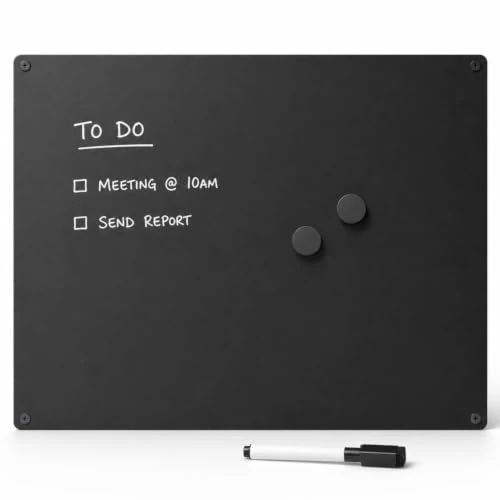 Offerta a tempo: INOXLM lavagna magnetica da parete cancellabile in Acciaio, Nero 60x44cm, lavagna per calamite ideale per casa e ufficio, pennarello bianco incluso - Made in Italy - 0.00% da 36.49 € a 36.49 €