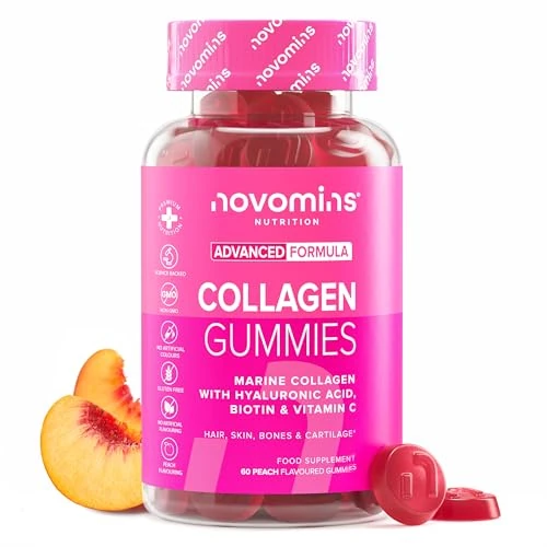 Limited offer: Collagen Gummies - Collagen Peptides with Hyaluronic Acid, Vitamin C & Biotin - Collagen Supplements for Women & Men - More Convenient Than Collagen Powder - 60 Marine Collagen Gummies - Novomins from 19.99 EUR to 14.99 EUR (save 25%)