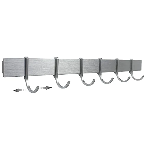 Offerta a tempo: Designfabrik Hamburg Barra con ganci | 40 cm | Argento | 6 ganci | adesiva - 0.00% da 28.99 € a 28.99 €