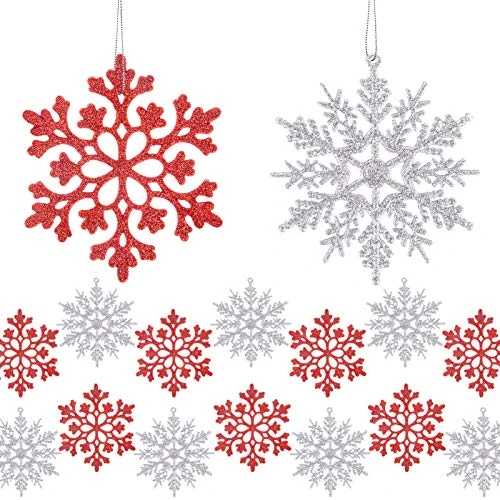 Offre limitee: MELLIEX 24 Pièces Décorations de Flocon de Neige de Noël Pendentifs Suspendus de Noël Ornements de Flocon de Neige Paillettes avec Cordes de 11.99 EUR a 9.99 EUR (economie 17%)