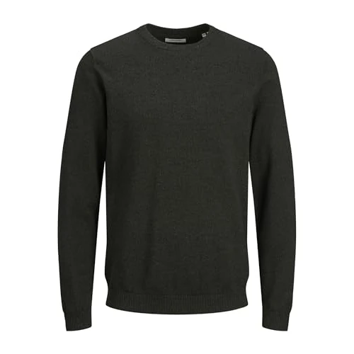 JACK & JONES Jjebasic Knit Crew Neck Noos Pull, Forest Night/Detail:Twisted with Black, XS Homme