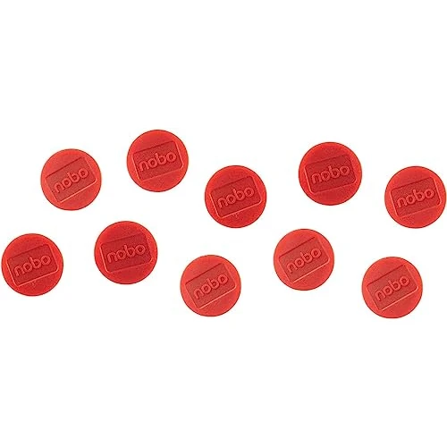 Offerta a tempo: Nobo Magneti per Lavagna Bianca Magnetica, Diametro 32 mm, Confezione da 10, Rosso, 1915300 - 0.00% da 6.79 € a 6.79 €