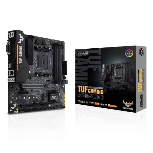 Offerta a tempo: ASUS TUF GAMING B450M-PLUS II, Scheda Madre Gaming Micro ATX, AMD B450 (AM4), M.2, Microfono Con Cancellazione del Rumore AI, USB 3.2 Gen 2 Type-A, USB 3.2 Gen 1 Type-C, Supporto Aura Sync RGB, Nero - 39% da 119.00 € a 72.90 €