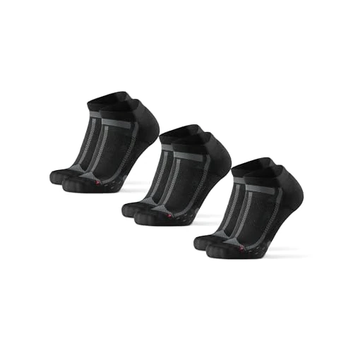 DANISH ENDURANCE Chaussettes Courtes de Running Longue Distance, Homme Femme, 3 Paires, Noir/Gris, 39-42