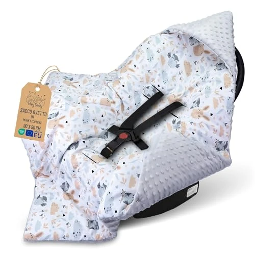Offerta a tempo: Coperta per passeggino 90 cm x 90 cm - per ovetto universale, per seggiolino auto in cotone coperta per tutte le stagioni Gufi grigio chiaro - 0.00% da 30.69 € a 30.69 €