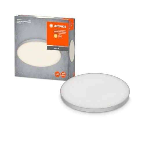 LEDVANCE Applique et plafonnier LED, panneau lumineux sans cadre pour usage intérieur, blanc chaud (3000K), 19W, rond de 300 mm de diamètre, PLANON FRAMELESS ROUND